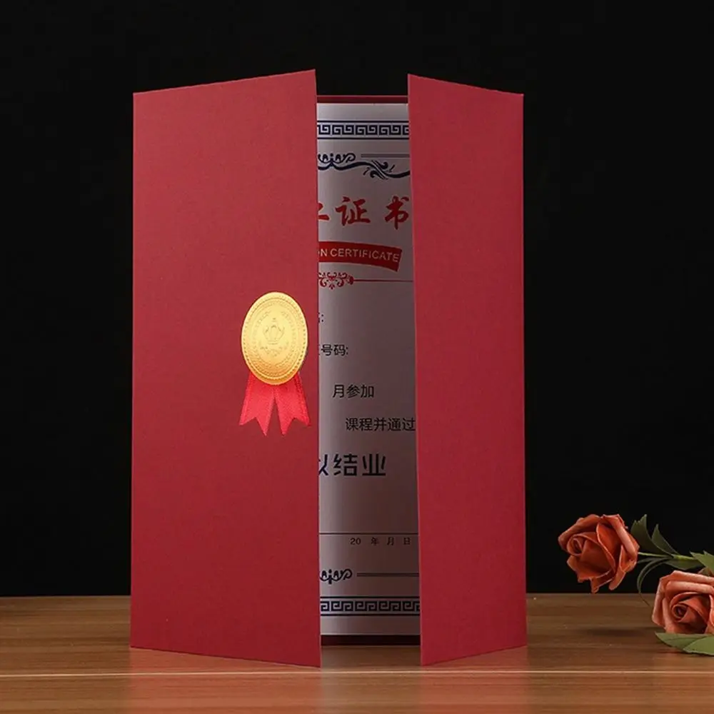 

Graduation A4 Award Certificate Holder Paper Envelope Three-fold Page Document Folder Exquisite Gilding Process Diploma Cover