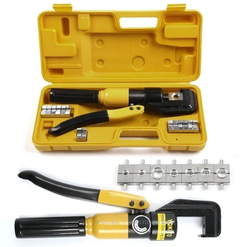 8T 4-70MM Hydraulic Crimper Tool Kit Tube Terminals Lugs Battery Wire Crimping Force YQK-70 Hydraulic Pliers Gloves For Gift