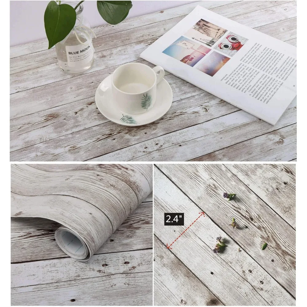 

US Shipping Hot New Wood Grain Peel and Stick Wallpaper Waterproof Removable Self Adhesive Contact Paper for Cabinet