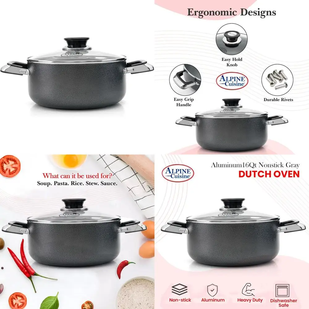 

Многофункциональная кастрюля-сотейник на 16 кварт с антипригарным покрытием, крышкой из закаленного стекла и ручками для приготовления в голландской печи