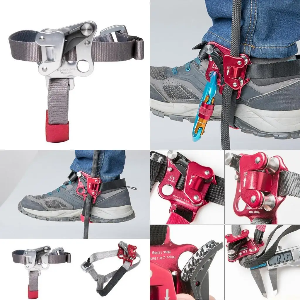 

M5TC Outdoor Safety Rock Climbing Foot Ascender Riser with Pedal Belt Grasp Rope Gear Anti Fall off Left Right Foot Ascender