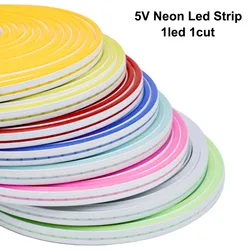 Tira de luz Led de neón resistente al agua, cinta flexible de cuerda estrecha de 6mm, barra de tubo de silicona, señal de bricolaje, rojo, verde, azul, amarillo, rosa y blanco, DC5V