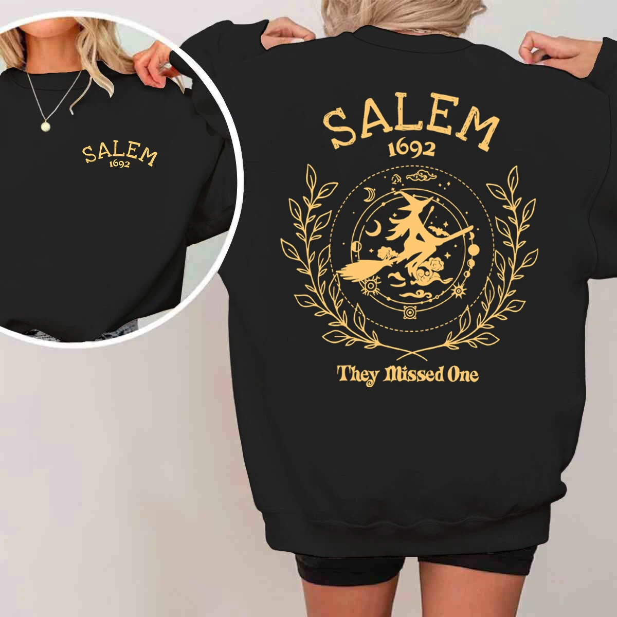 Halloween Witch Salem 1692 They Missed One Sweatshirts Women Oversized Sweatshirts Long Sleeve Fall Halloween Holiday Pullovers