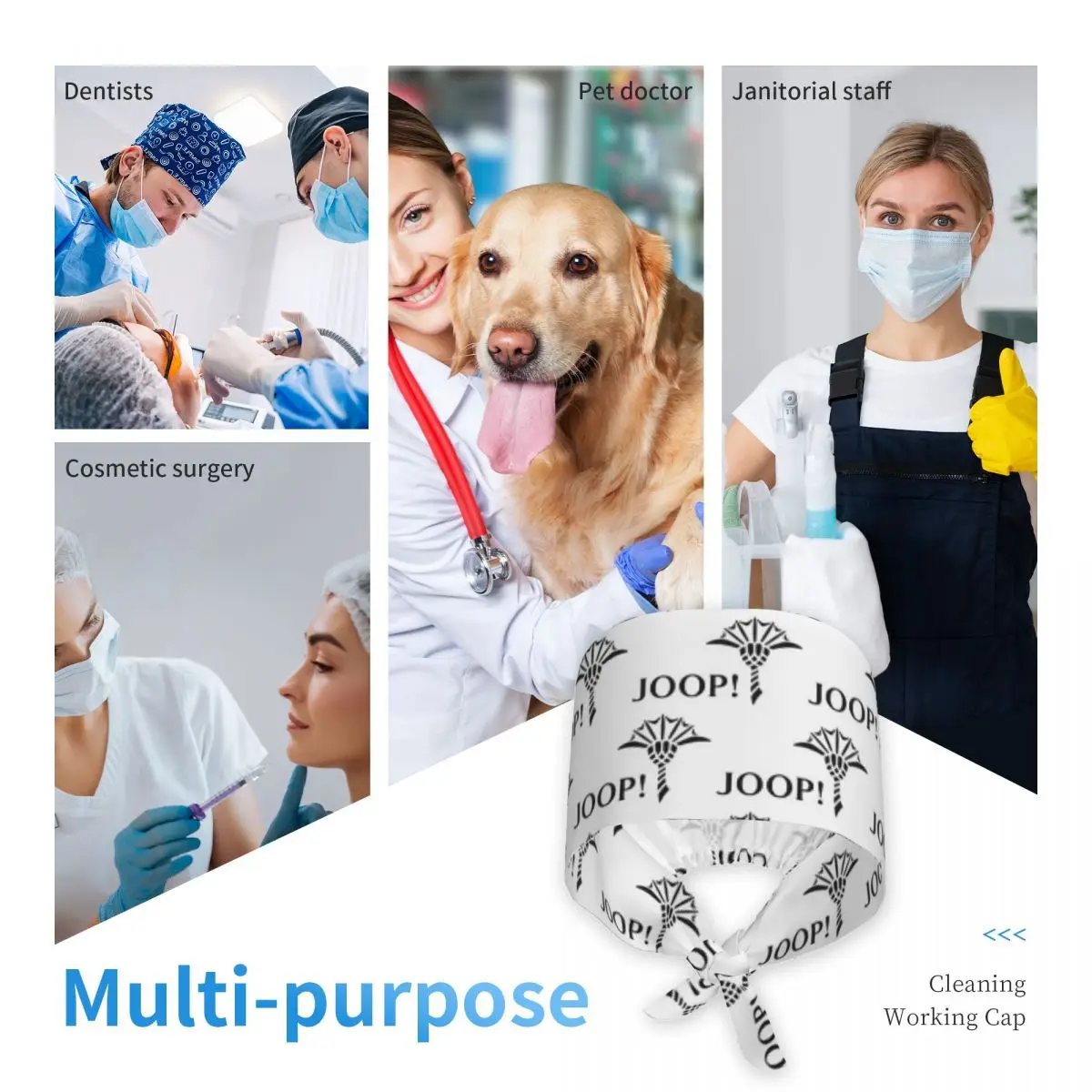 مضحك مطبوعة Joop كول (3) فرك قبعة الطبيب العمل الجراحية قبعة الرجال النساء قابل للتعديل قبعات التمريض لطبيب الأسنان
