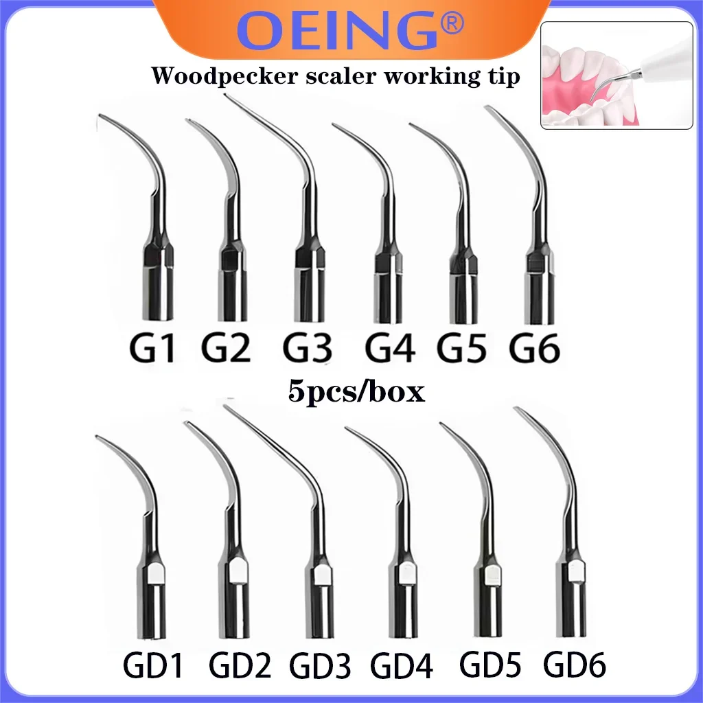 OEING 5Pcs Dental Ultrasonic Scaler Tip  Medical Accessories Fit EMS Satelec Endodontics Endo Perio Scaling Tips G1 G2 G3 GD1