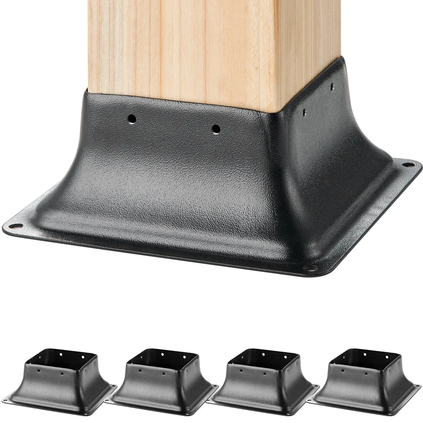 

4x4 Post Base 4Pcs, Internal 3.6"x3.6" Heavy Duty Powder-Coated Steel Post Bracket Fit for Standard Wood Post Anchor, Decking P