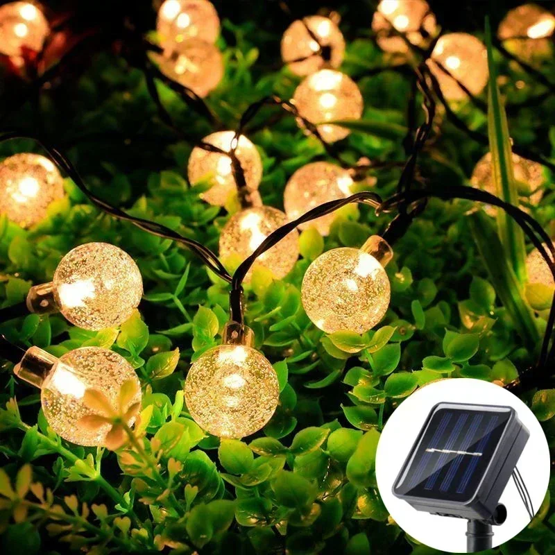 

LED Solar Light String Outdoor Garden Christmas Decoration 5M/7M/12M Crystal Ball Camping Fairy Garland Wedding Party Lamp