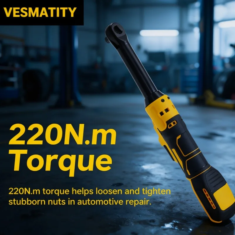 Electric Ratchet Wrench Brushless 3/8 Inch 220N.m 6 Inch Extension Head Removal Screw Nut Cordless for Dewalt Battery