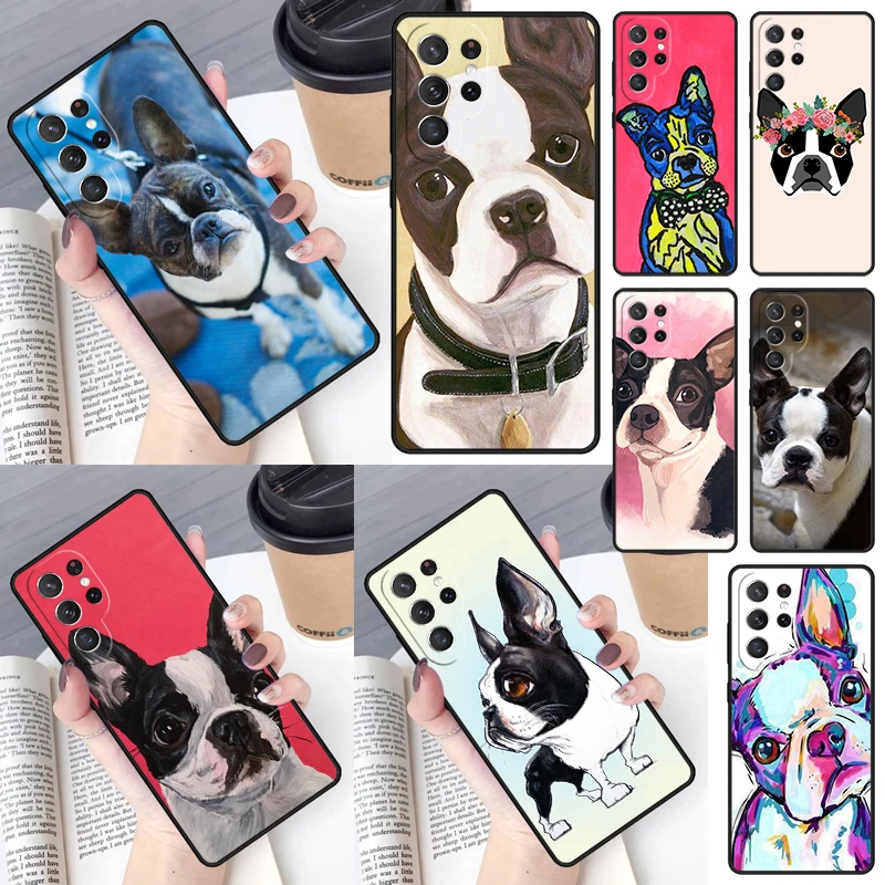 Boston Terrier Dog Puppy Cover For Samsung Galaxy S23 Ultra S22 S20 S21 FE S8 S9 S10 Plus Note 10 20 Ultra phone Case