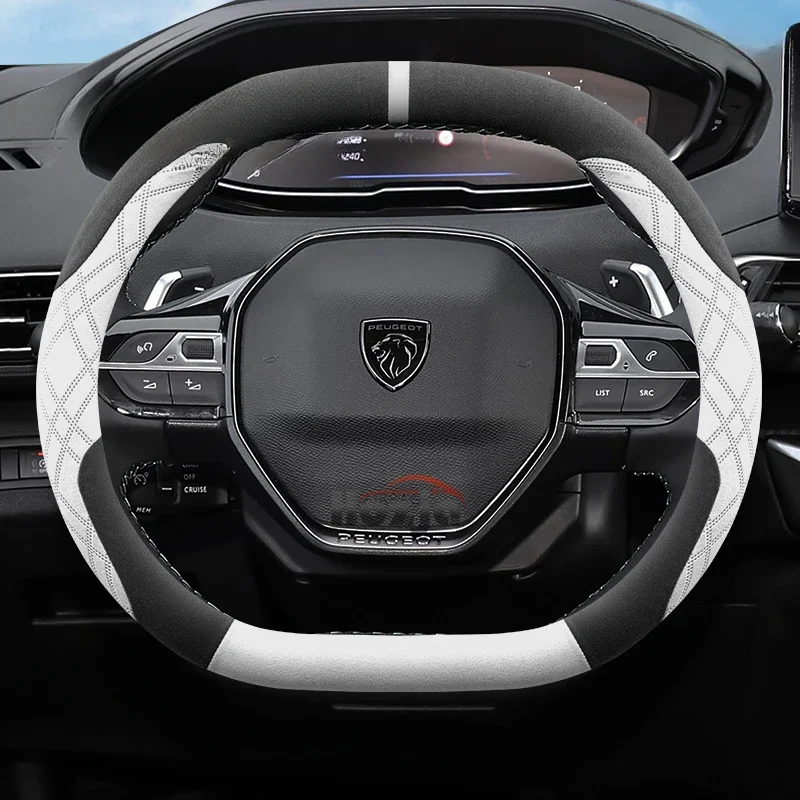 Nachgebaute Modifizierte Doppel-D Wildleder-Lenkradabdeckung für Peugeot 2008 Base, 3008 Base, 4008 Base, 5008 Base, 308 Base Auto-Dekor – Detail 8