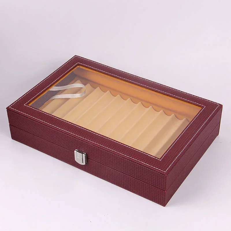 Wooden Pen Display Storage Case, 12 Pens Capacity, Fountain Pen Collector Organizer Box with Transparent Window