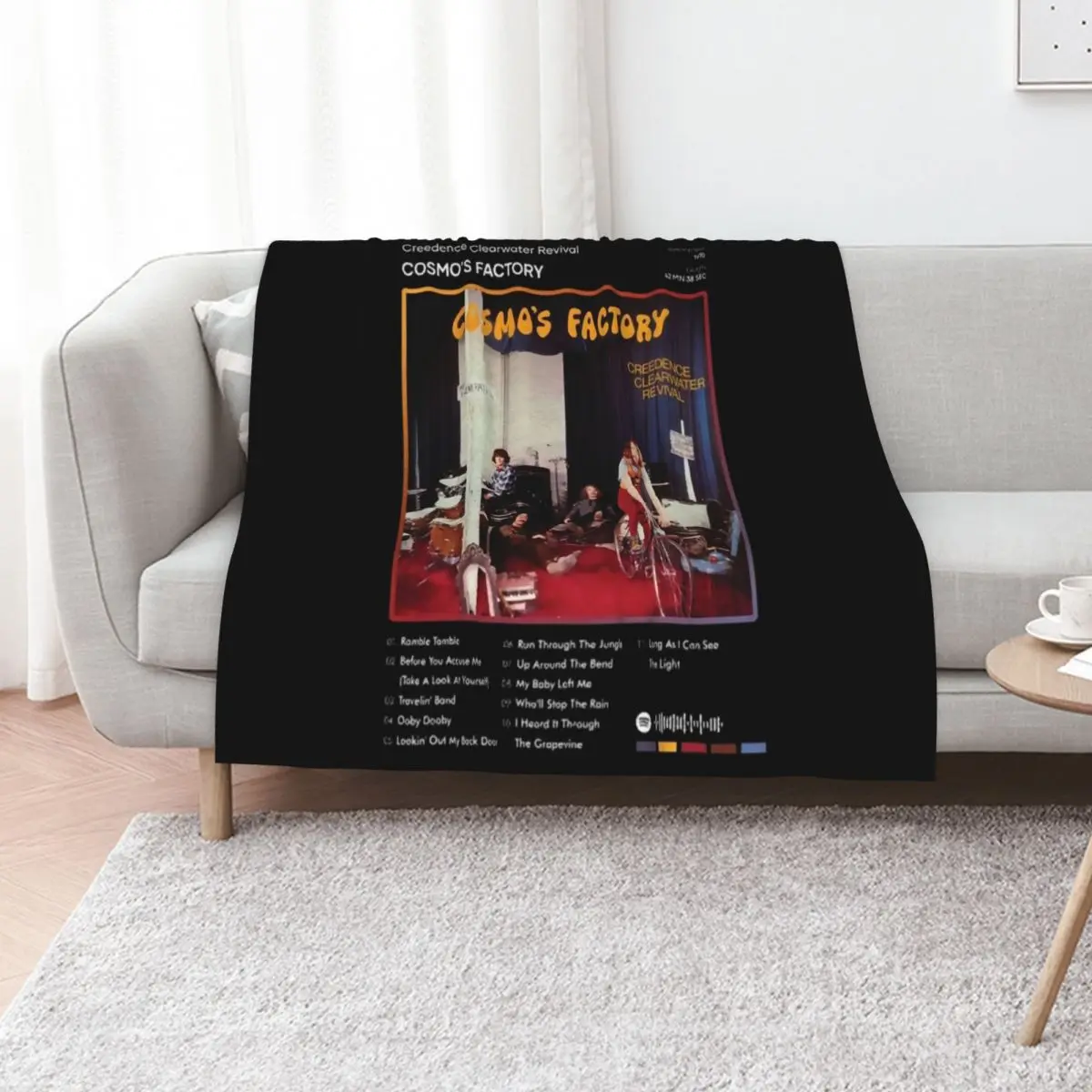Creedence Clearwater Revival - Cosmo's Factory Tracklist Album (1) Throw Blanket Sleeping Bag Sofas Custom Hairy Sofa Blankets