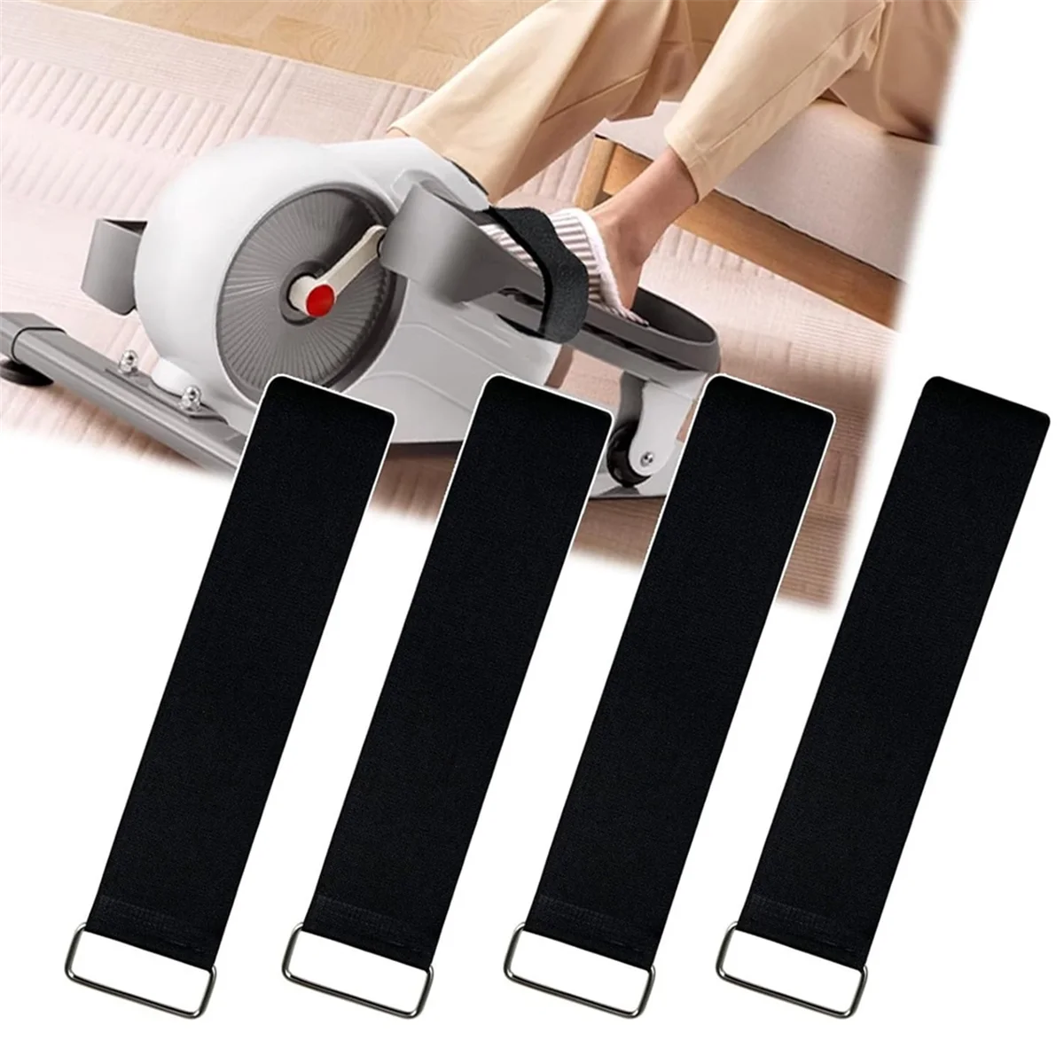 4 Pcs Ellipse Leg Exerciser Machine Pedal Straps, Suitable for Under Desk Elliptical Peddler Foot & Leg Pedal Exercixer