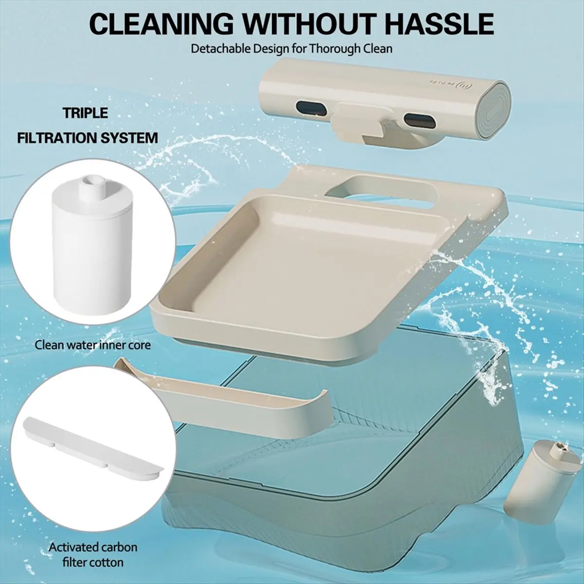 

Автоматический фонтан для воды BAAU для кошек и собак, тройной фильтр, диспенсер для чаши для воды для собак, индукционный разряд воды, бесшумный фонтан для кошек