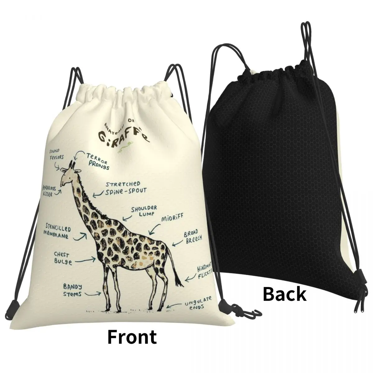 Anatomy Of A Giraffe Backpacks Fashion Portable Drawstring Bags Sundries Bag Book Bags For Travel School
