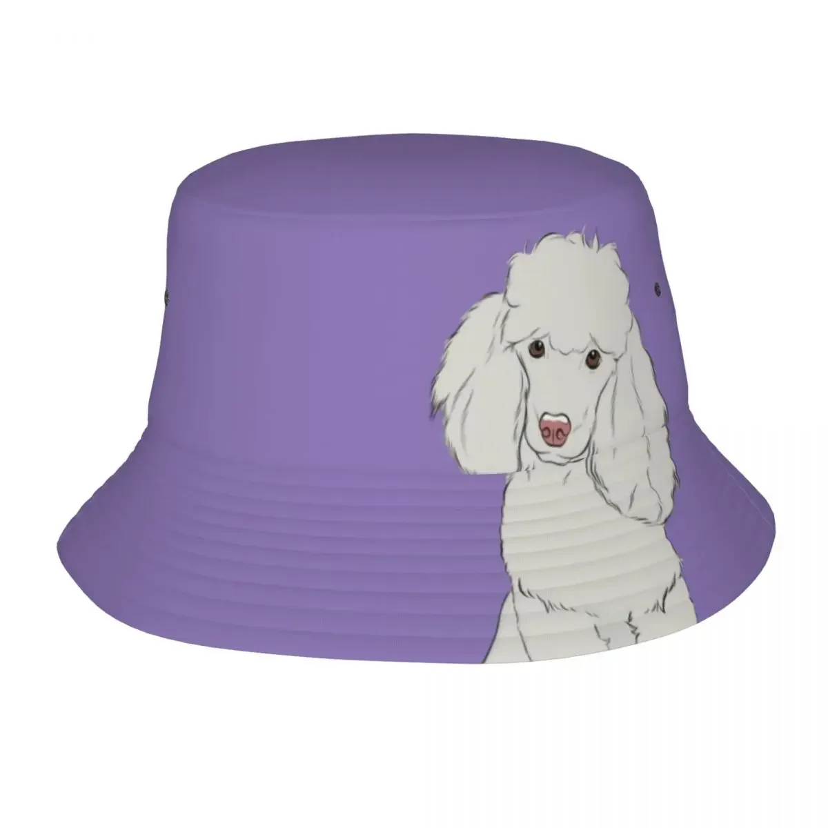 White Poodle Bucket Hat Personalized Summer Unisex Beach Sun Dog Lover Hats