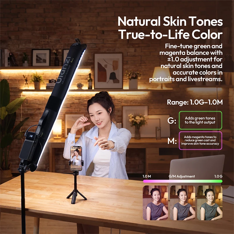 Ulanzi AL40 40W RGB Handheld Inflatable Tube Light 1800K-10000K Bi-Color LED Light Stick App Control for Portraits Photography