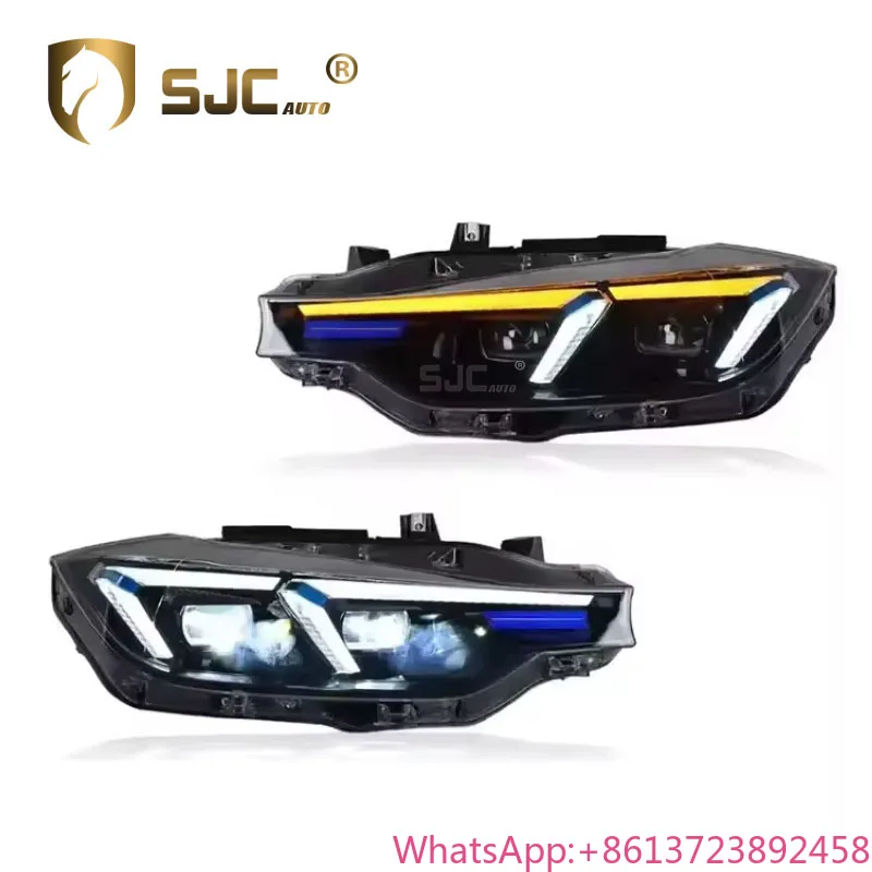 

SJC for BMW 3 Series F30 Headlight Assembly F35 Modified Full LED Lens Blue Eyebrow Daytime Running Light Flowing Turn Signal