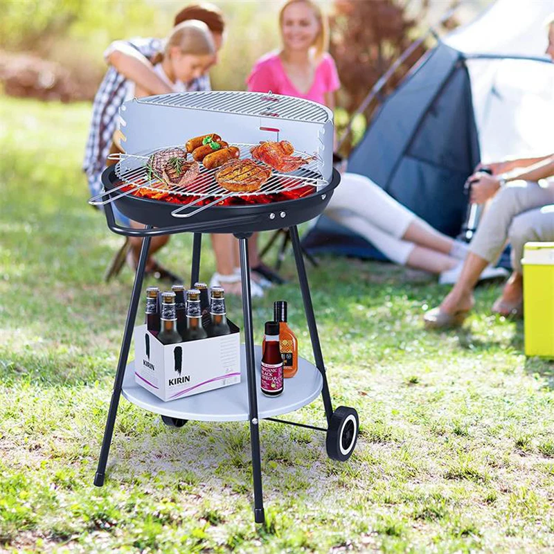 Camping Barbecue Grill Portable Round Outdoor Heating Stoves Multifunction Picnic BBQ Rack Charbroiling Device