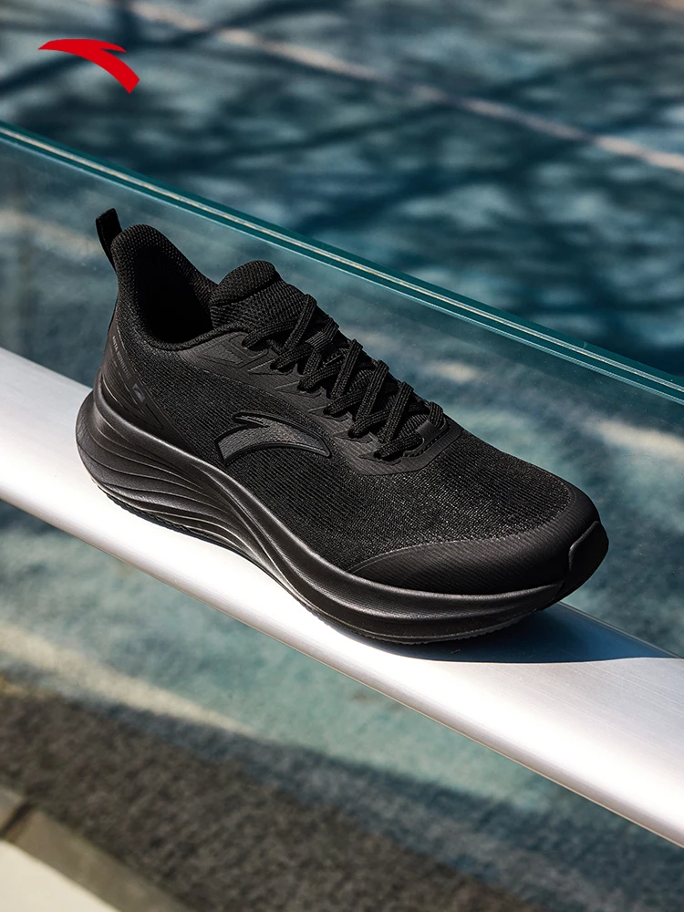 ANTA Men's Mesh Breathable Black Running Shoes 2025 Summer New Anti slip Lightweight Sports Shoes