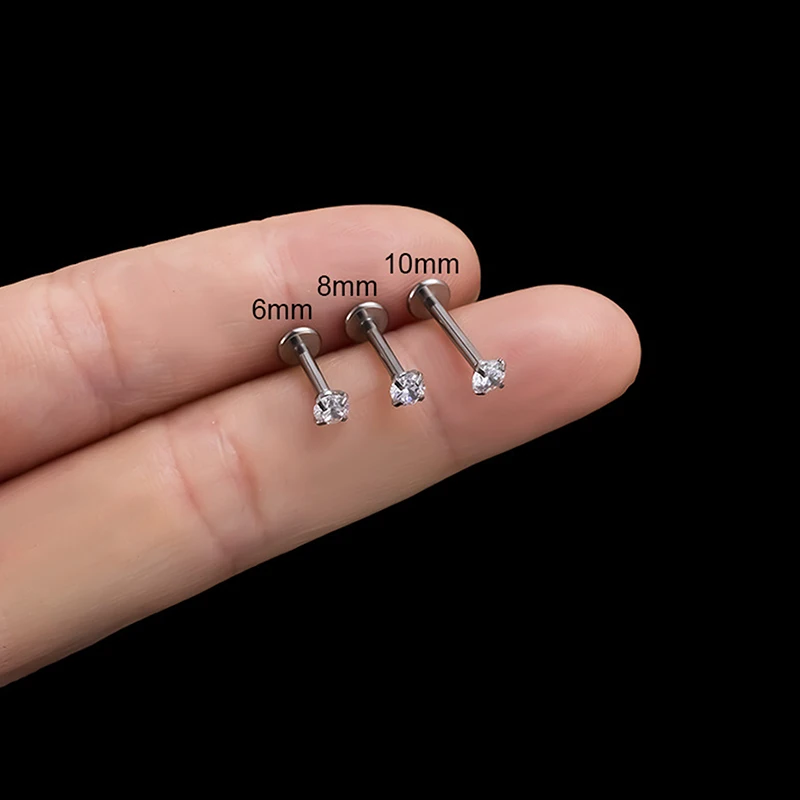 1 Piece 4-claw Internally Thread G23 Titanium Surgical Fresh Piercing 16Gauge Labret Stud Ear Helix Tragus Piercing