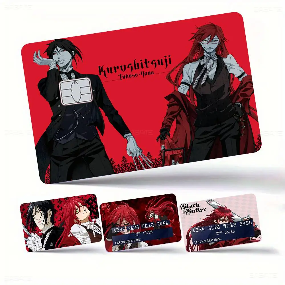 B-Black Butler Grell Sutcliff Anmie наклейка пленка кожаный чехол для кредитной карты дебет банковская карта спереди