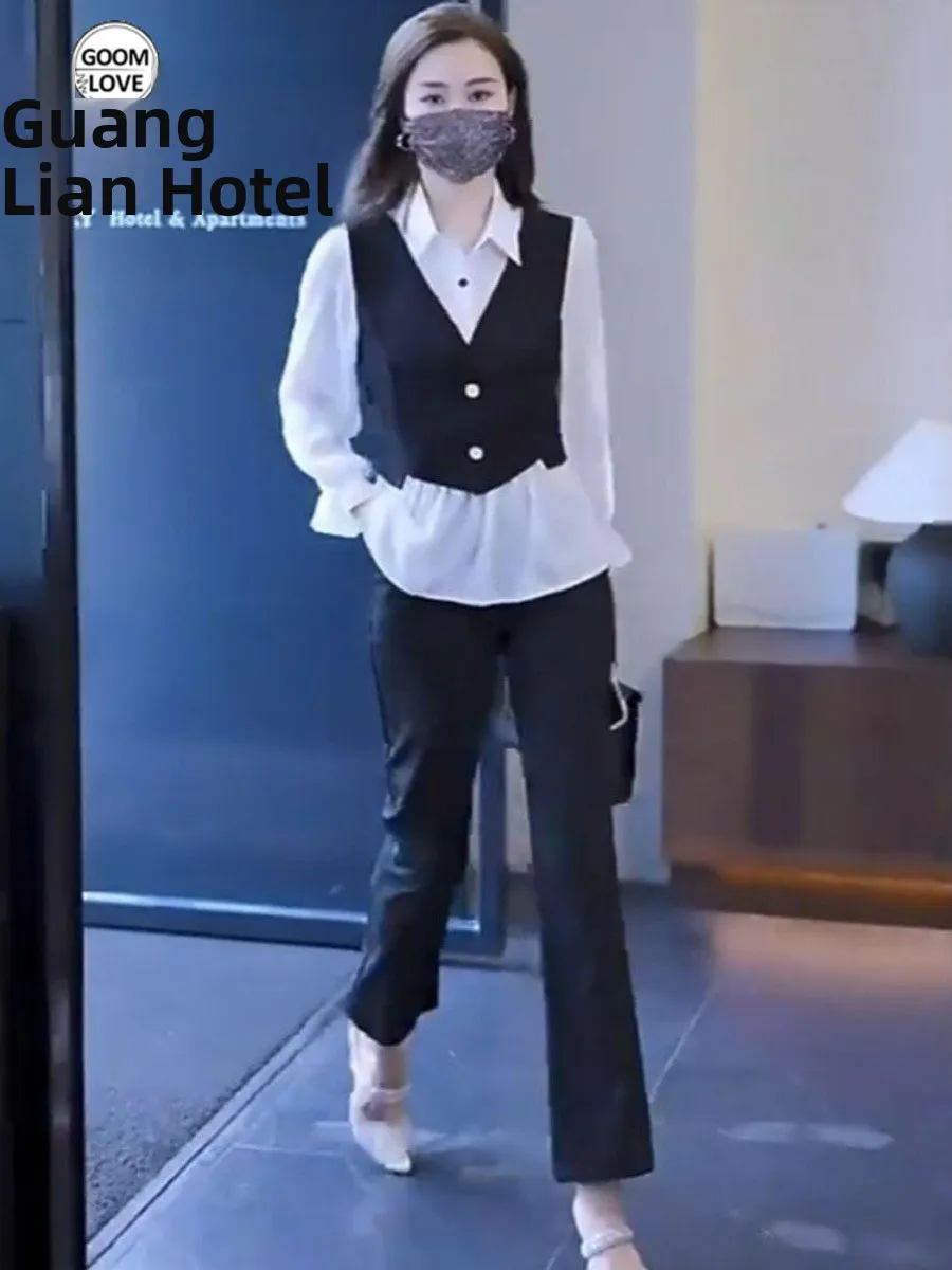 

Ele Faion Set Women's New 2026 Early Autumn Clothing Matching Pants irt Vest Two-Piece Set Quali Lady's Ensemble