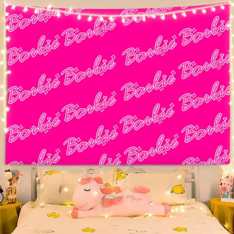 Cartoon Kawaii Barbie Room Background Cloth Poster Wall Cloth Tapestry Wall Hanging Wall Rugs Dorm Decor Blanket Girl Gift