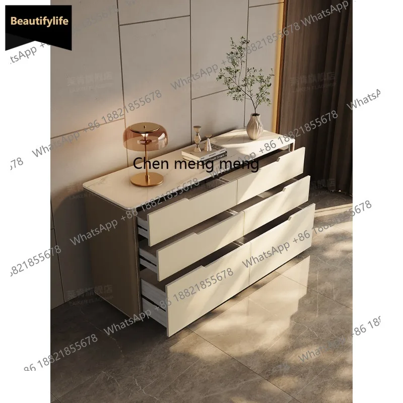 

A139 Light luxury marble rock slab dining side cabinet Italian entry porch cabinet Minimalist restaurant locker