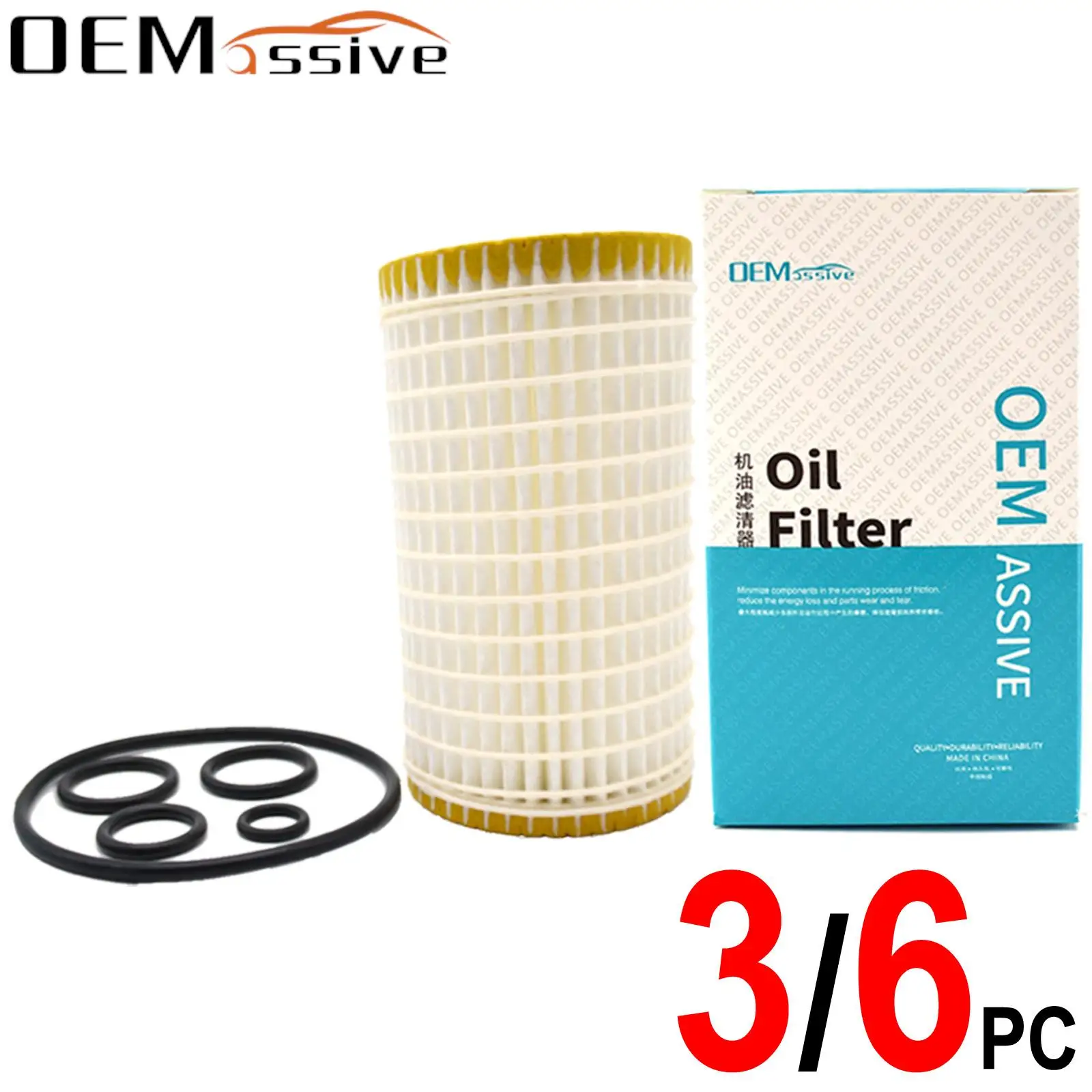 벤츠 E 클래스 T 모델 S211 E240 280 320 350 50055TAMG M112.913 M272.943 964 2.6 3.0 3.2 3.5 L 2003 - 2009 용 오일 필터, 3 개, 6 개