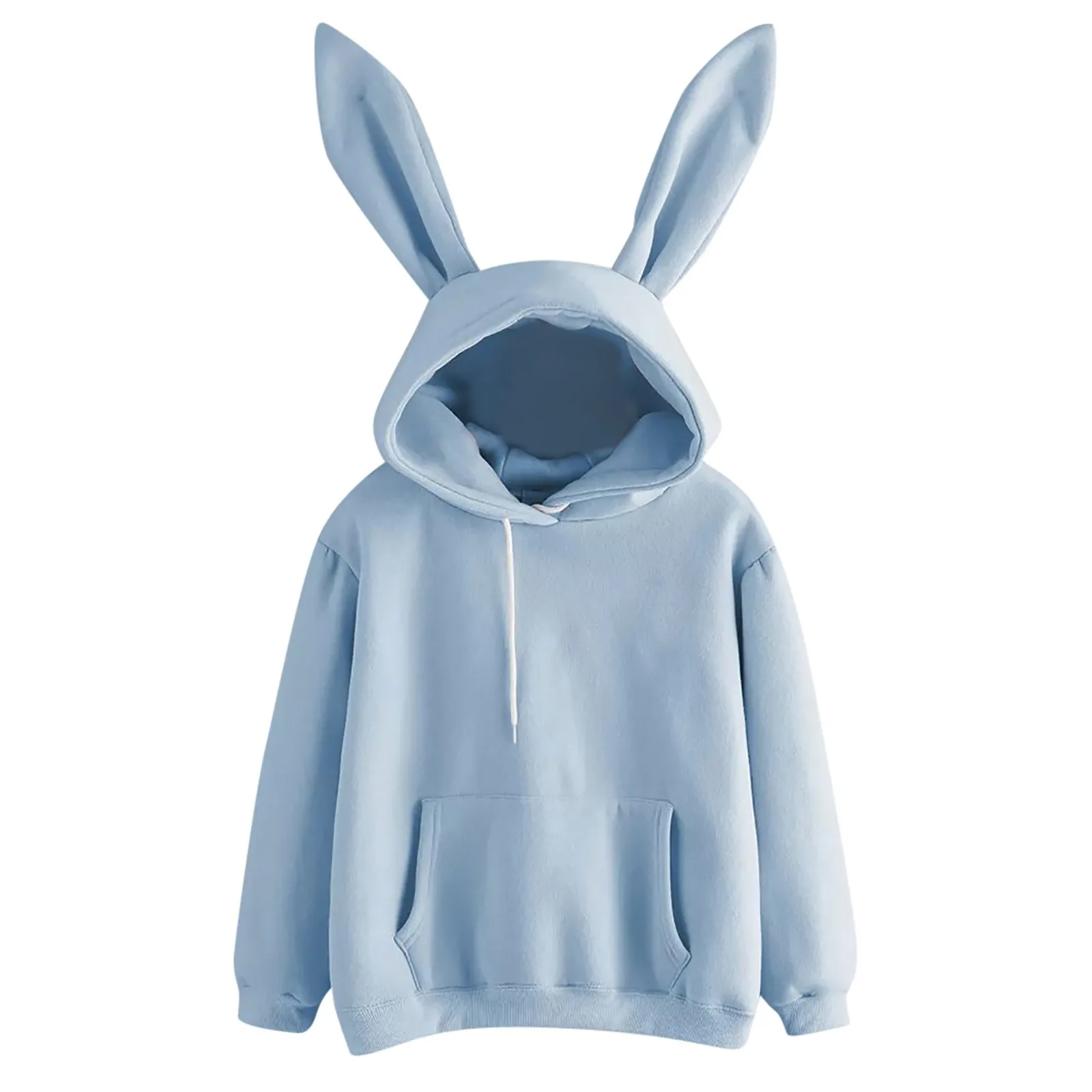 2023 Autumn Winter Women Hoodies Kawaii Rabbit Ears Fashion Hoody Casual colors Solid Color Warm Sweatshirt Hoodies For Women