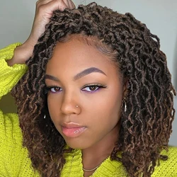Short Synthetic Hair Braided Wigs For Black Women Short Dreadlock Wigs Afro Braids Curly Nu Faux Locs Wigs For Black Women