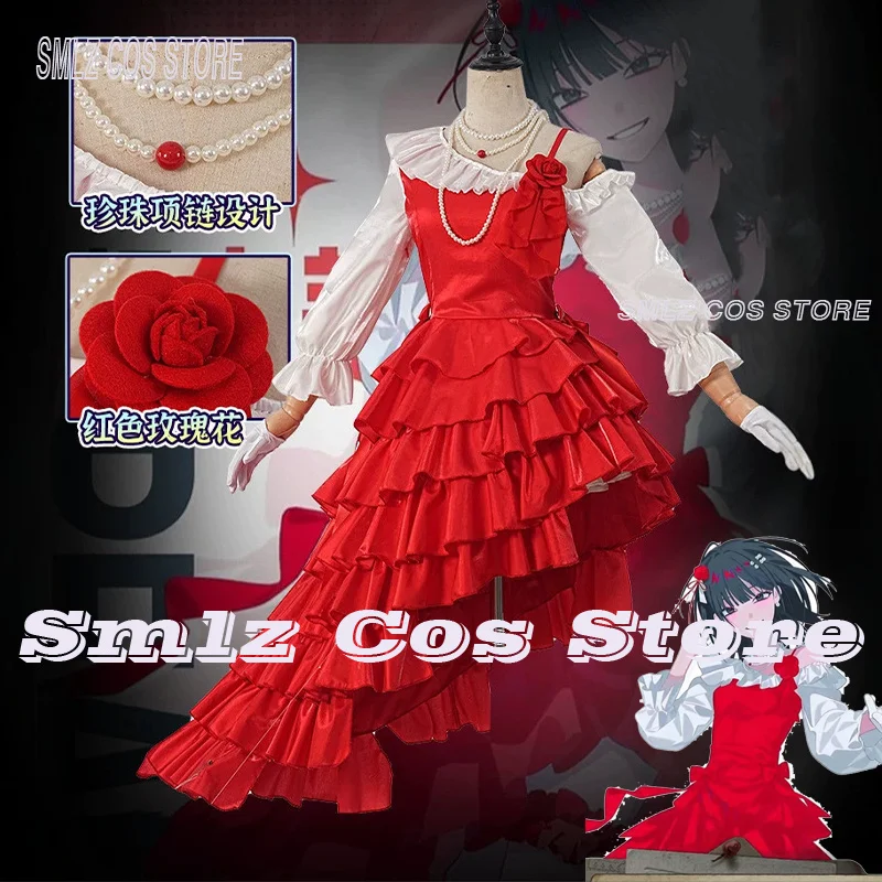 2026 Jo Rin Cosplay Anime Link Click Qiao Ling Costume Woman Red Dress Prop Wig Set Halloween Party Play Outfit
