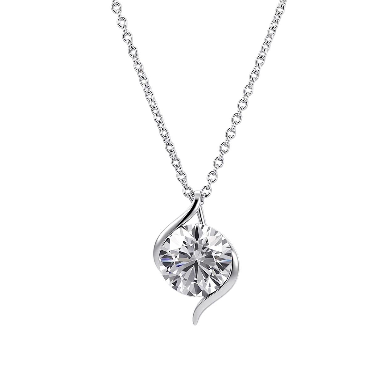 Provence 10k14K White Gold 8mm Lab Diamond Necklace With Round cut For Women Party Wedding Anniversary Fashion Jewelry Gift