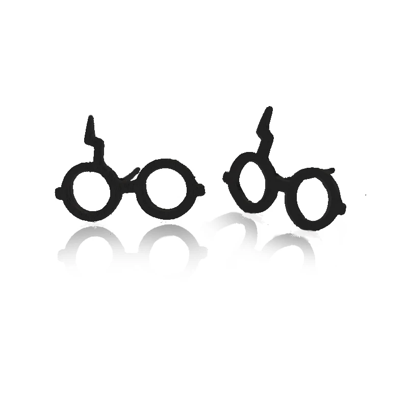 Jisensp 2023 Trendy Minimalist Glasses Earrings Stainless Steel Stud Earrings for Women Men Creative Fashion Jewelry Gift