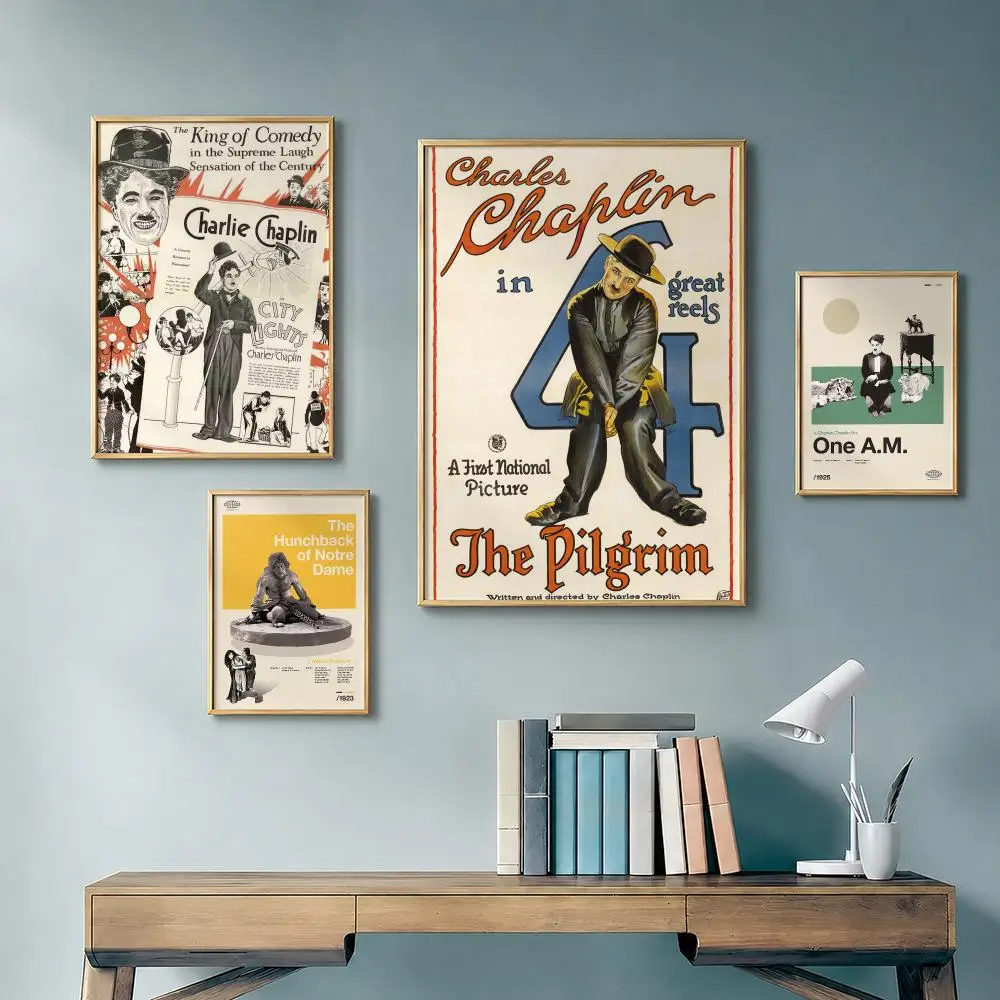 Classic Actor C-Charlie ChaplinS Poster Vintage Retro Anime Poster Stickers Peel and Stick Wall Art Home Decor