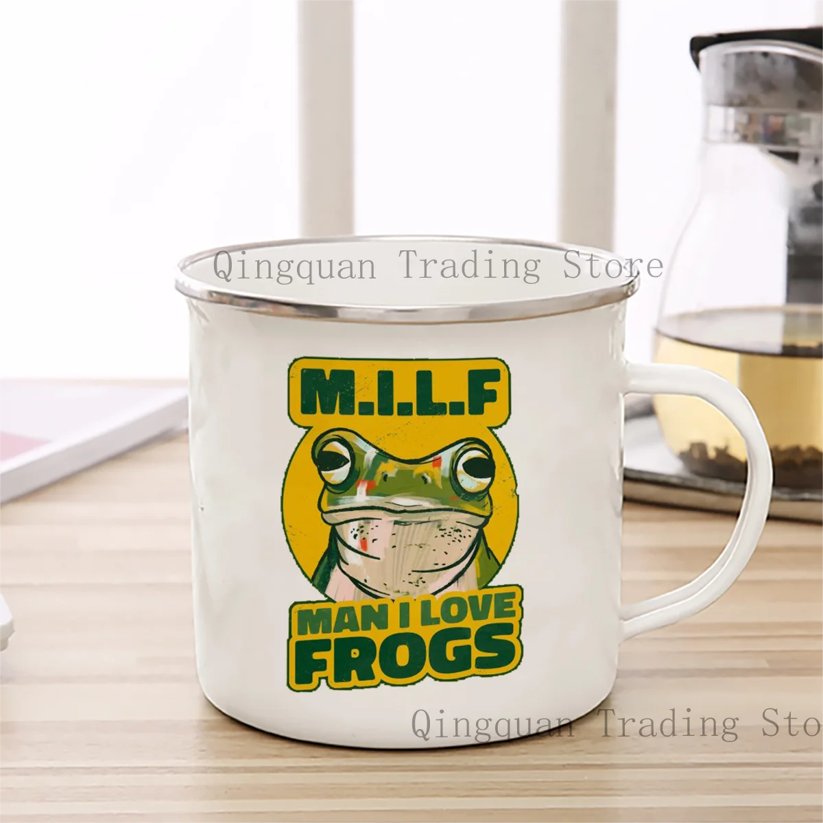 MILF Man I Love Frogs Enamelled cup Coffee Mug 11oz Ceramic Coffee Tea Cocoa Cup Handle Tea Drink Cup