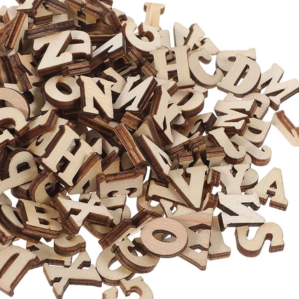 416 Stück Natürliche Holz-Buchstaben-Ausschnitte 0,59 Zoll DIY Alphabet-Ornamente für Wanddekoration Handwerk Geschenke im Vintage-Stil
