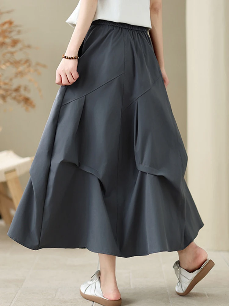 Amax LuluE Korean Spring Clothes Womens Elegant Fashion Casual A-line Skirts Ladies Classic Vintage Loose Cotton Luxury Clothes