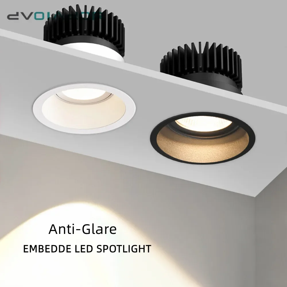 

Светодиодный прожектор Потолочный светильник Встраиваемый точечный светильник Светодиодный антибликовый простой светодиодный светильник с регулируемой яркостью 5 Вт 10 Вт 12 Вт для спальни, кухни, коридора