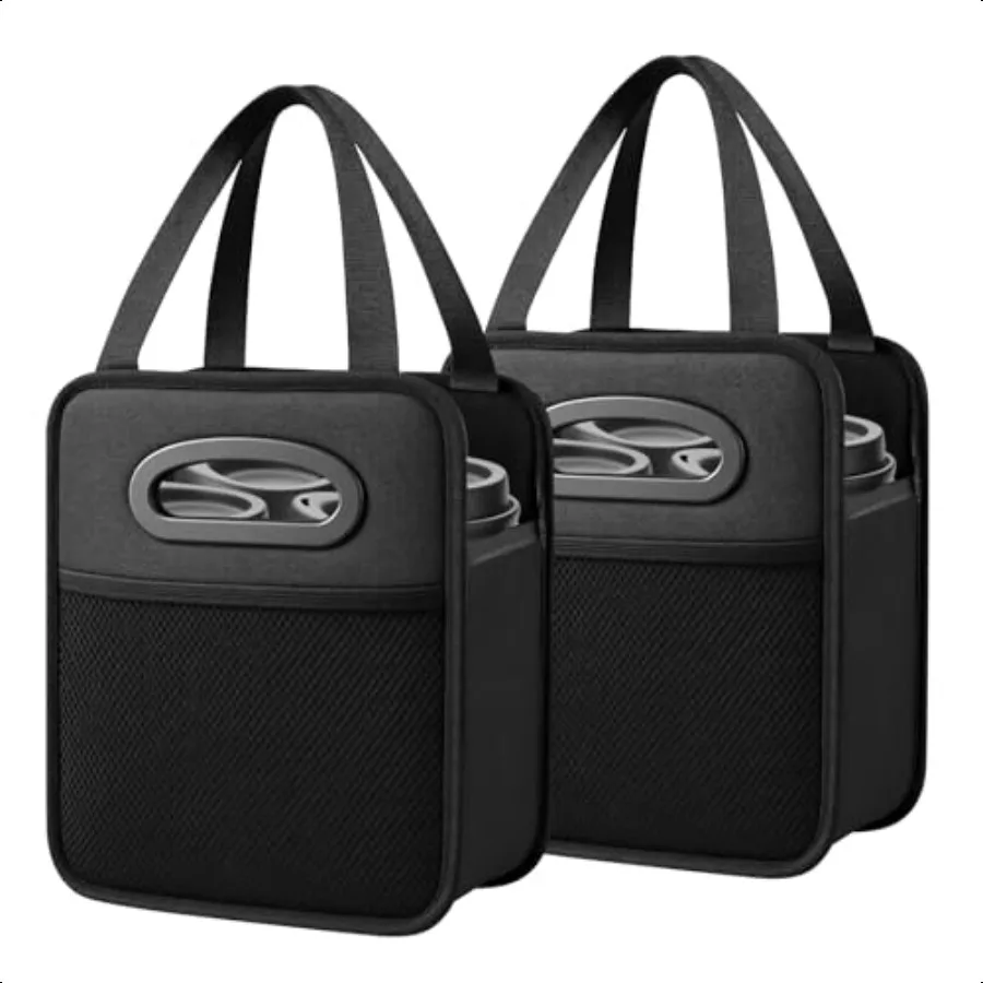 Paquete de 2 portavasos con asa, portavasos reutilizables para 4 bebidas, portavasos portátil plegable y aislado para tazas de café Del