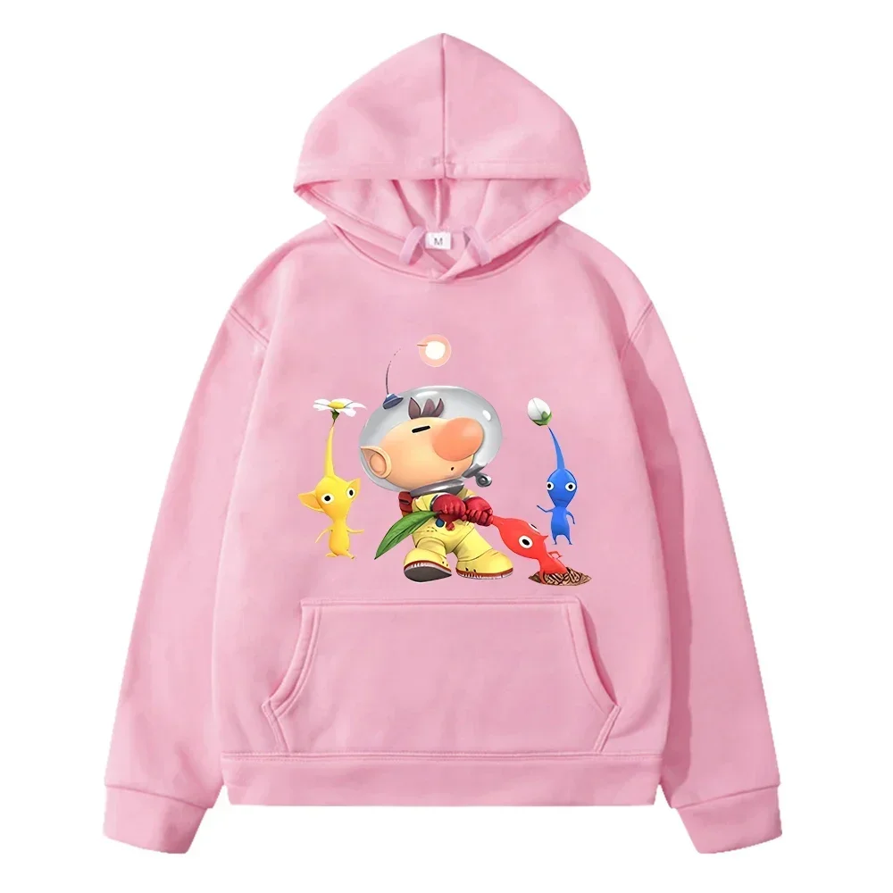 Creative Printed Men Hoodies Pikmin Kawaii Cartoon Trendy Pattern Anime Daily Fashion Male Sweatshirts Autumn Winter Pullover