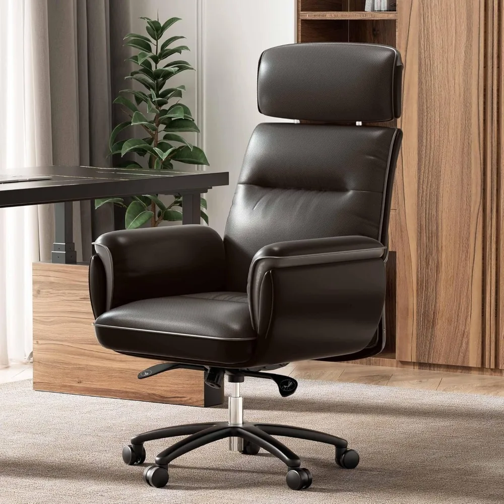 

Microfiber Leather Office Chair Ergonomic Desk Chair,Comfy Big and Tall Office Chairs with Elevatable Headrest & Padded Armrests