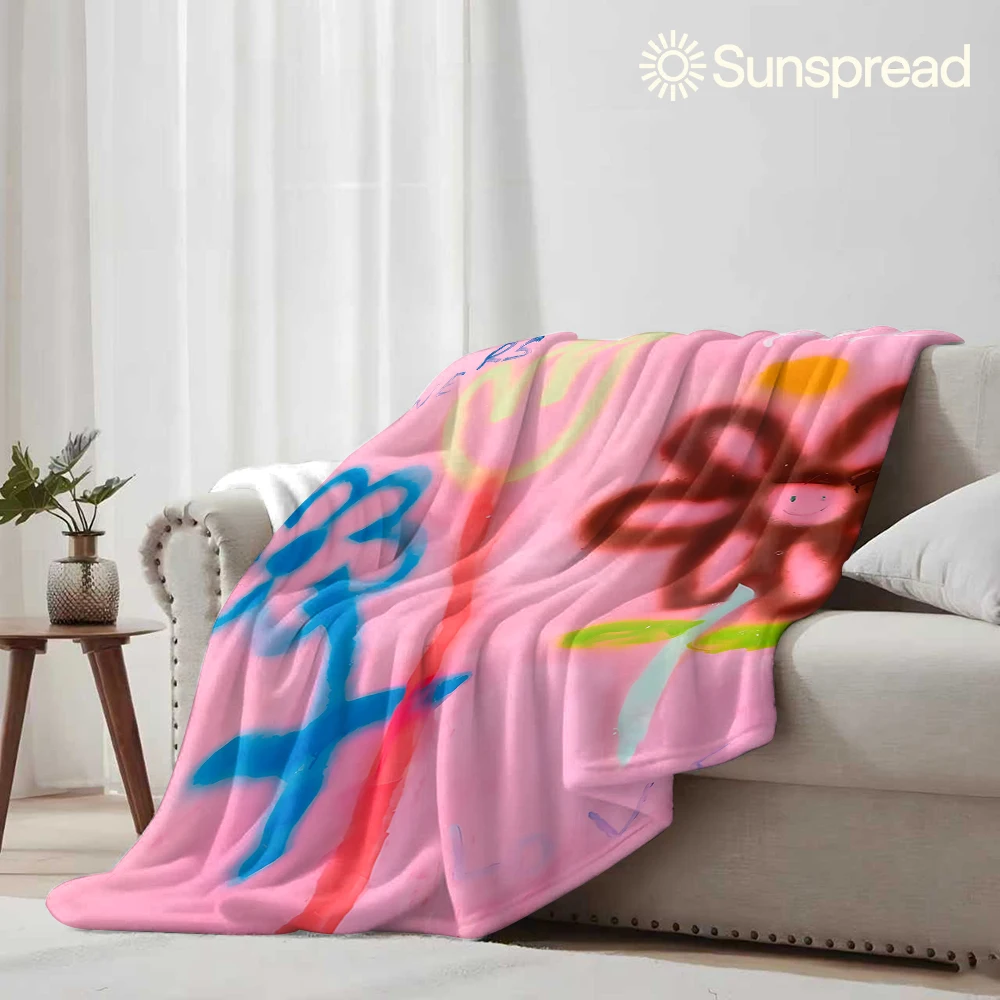 Manta de Franela KATE ELIZA con Diseño de Flores, Suave y Cálida, para Navidad y Halloween, Ligera y Acogedora, para Decoración del Hogar y Regalos