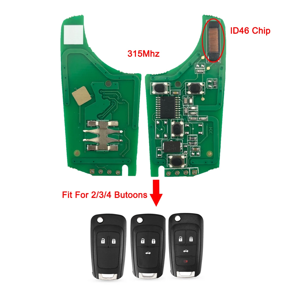 433 Mhz 2 Tasten Fernbedienung Schlüssel Für Vauxhall Opel Astra J Corsa E Insignia Zafira C 2009-2015 Transponder Chip ID46 315 Mhz Flip Auto