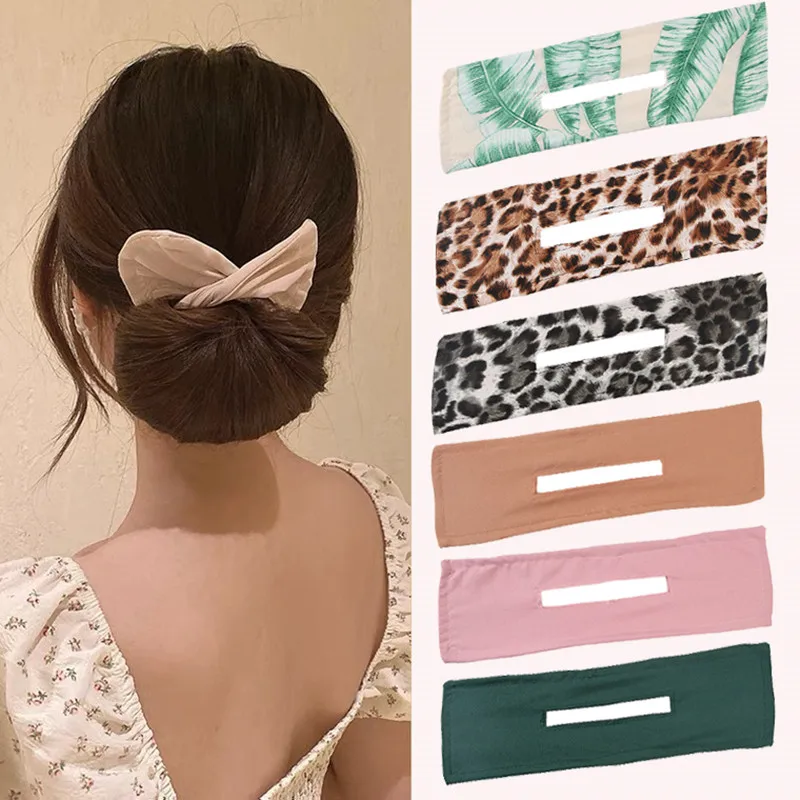 Multicolor Knotted Deft Bun Maker Hair Bands Print Headband Braider Makers Fabric Hair Braiding Tool Fashion Hair Accessories