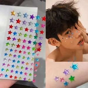 Self-Adhesive Face Rhinestones Colorful Crystal Gem Stickers for Music Festivals, Rave Party Makeup DIY Nail Art & Eyes Accents