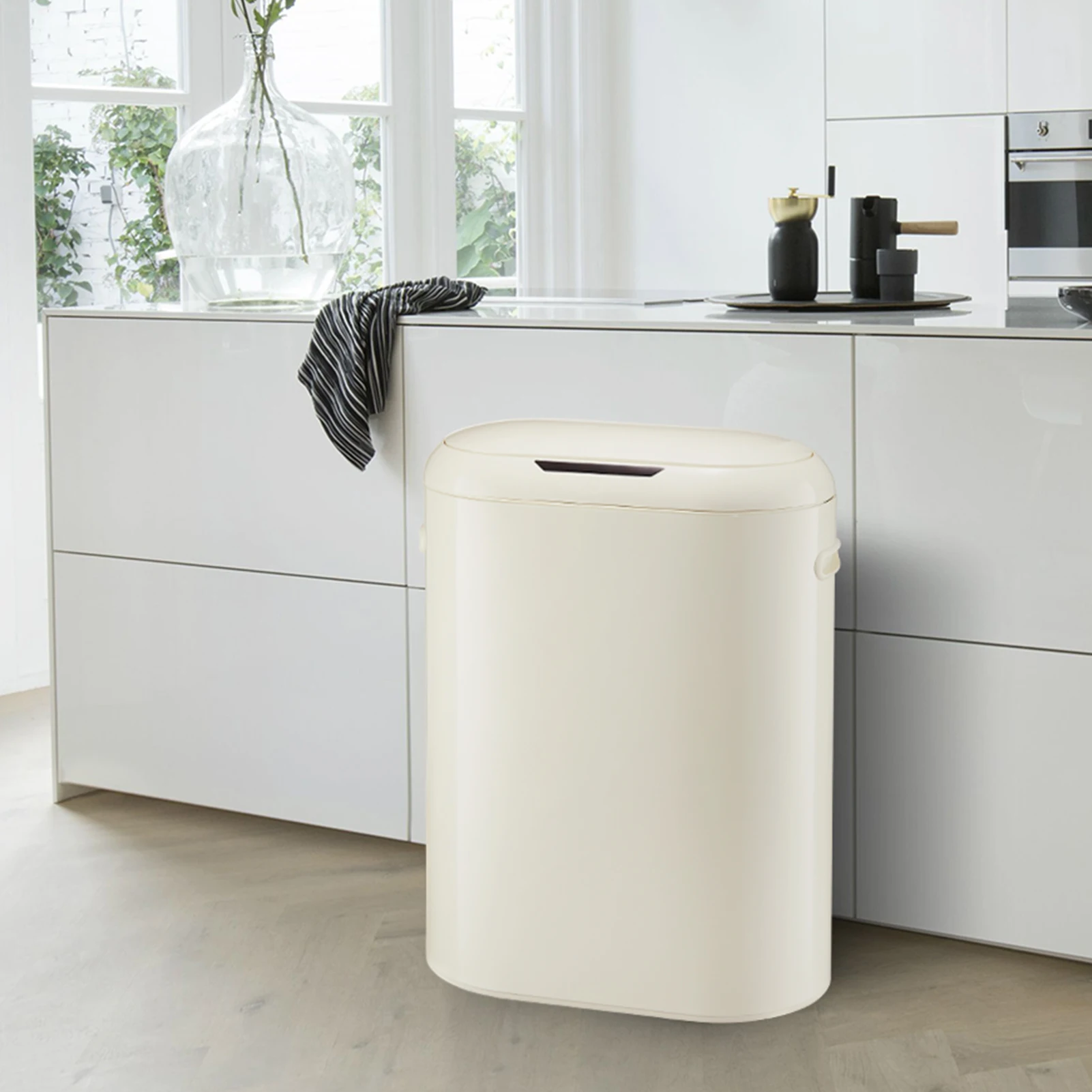 Touchless Motion Detector Trash Can 13 Gallon Slim Kitchen Garbage Bin with Soft-Close Lid Automatic Hands-Free Operation  for Kitchen  Bathroom  Office