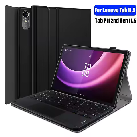 Keyboard Case For Lenovo Tab P11 2nd Gen 11.5" TB350FU/TB350XU,PU Leather Cover Keyboard For Lenovo Xiaoxin Pad Plus 2023 11.5''