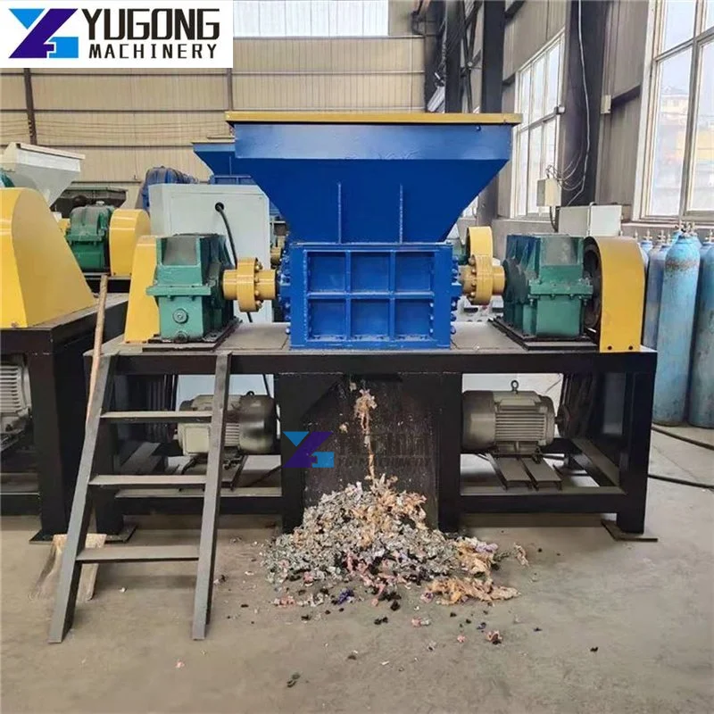 Double Shaft Fabric Plastic Tire Tobacco Waste Shredder Pet Bottle Food Recycling Cutting Machine Price Tire Recycle Plant